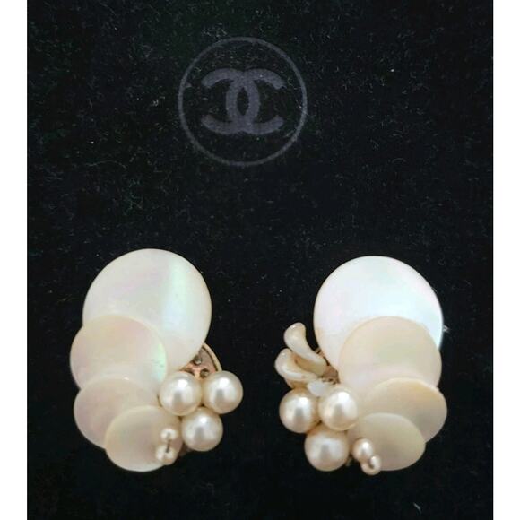 COUTURE CHANEL 1920s Wired Pearl Lampwork Clip Earrings READ DESCRIPTION - Picture 5 of 7
